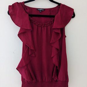 90s Double Ruffle Express Top with Braided Neckline